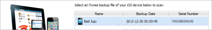 Showing the Tenorshare iTunes Data Recovery main window